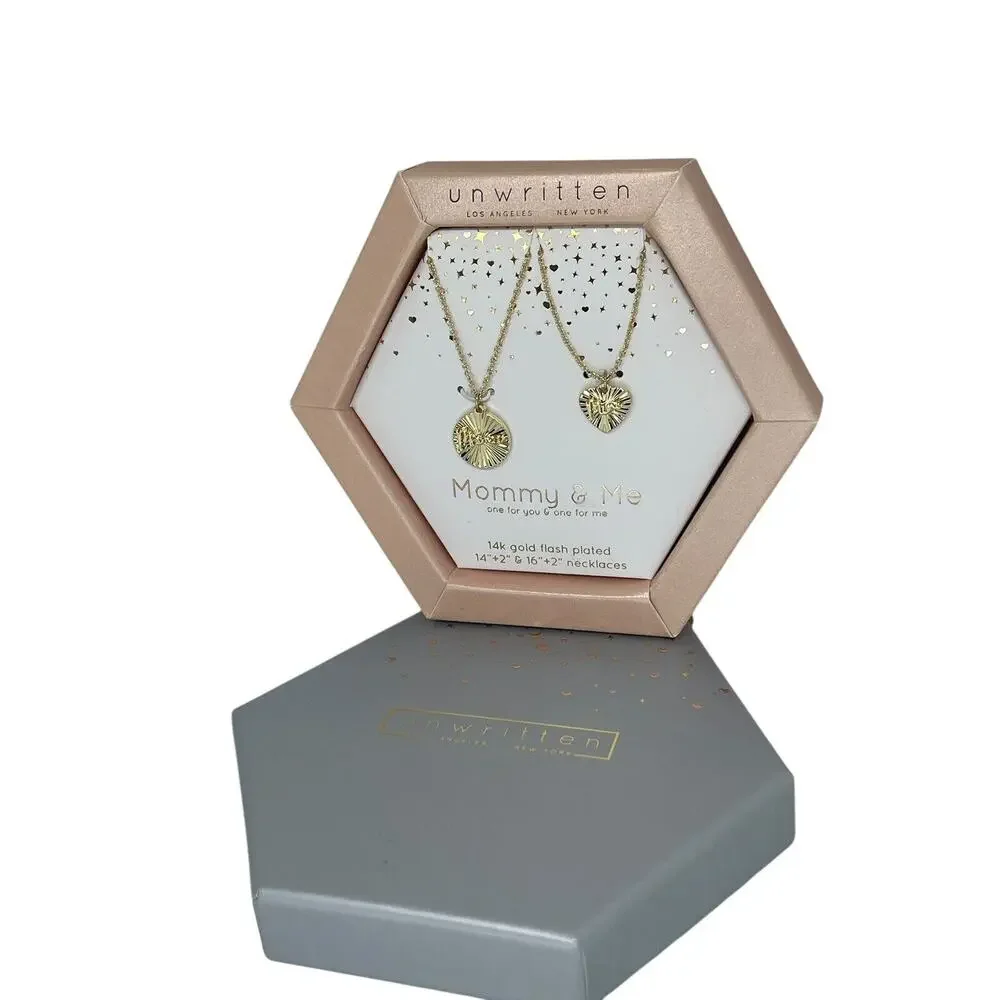 Unwritten 14K Gold Plated Mommy & Me Necklace(2 Piece Set)Gift For Mom Chic NEW